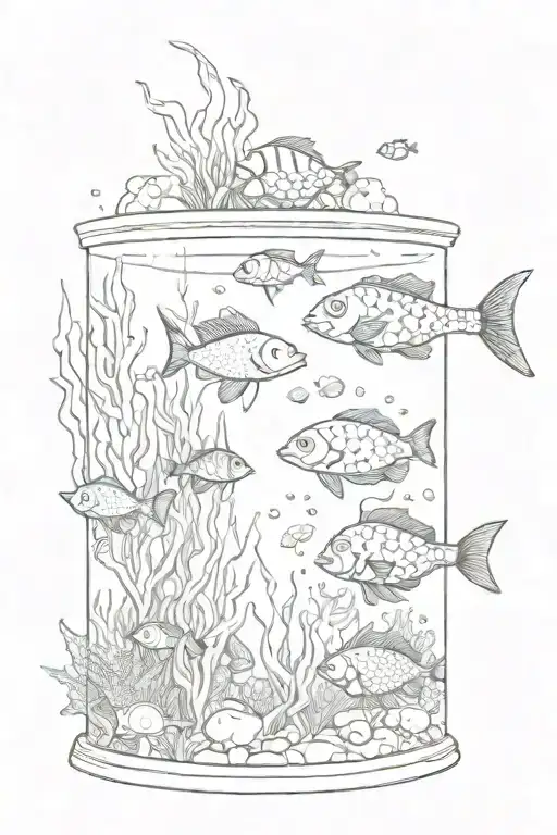 An Intricate Design Of A Saltwater Aquarium Filled With Various Marine Creatures