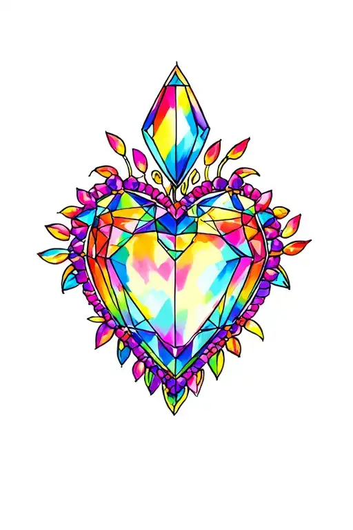 Heart Shaped Jewel Rainbow Colors
