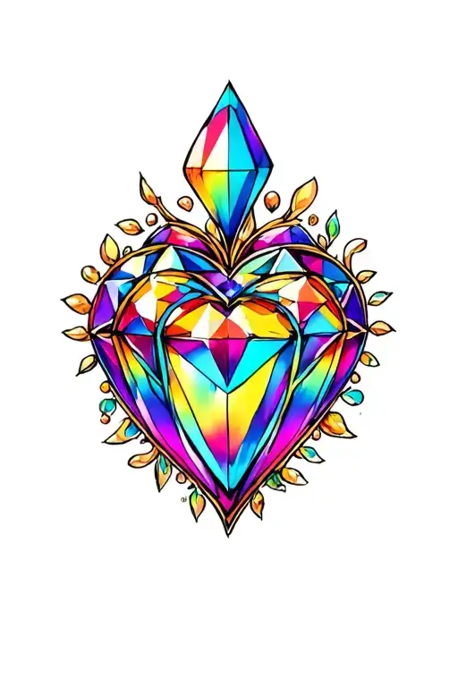 Heart Shaped Jewel Rainbow Colors