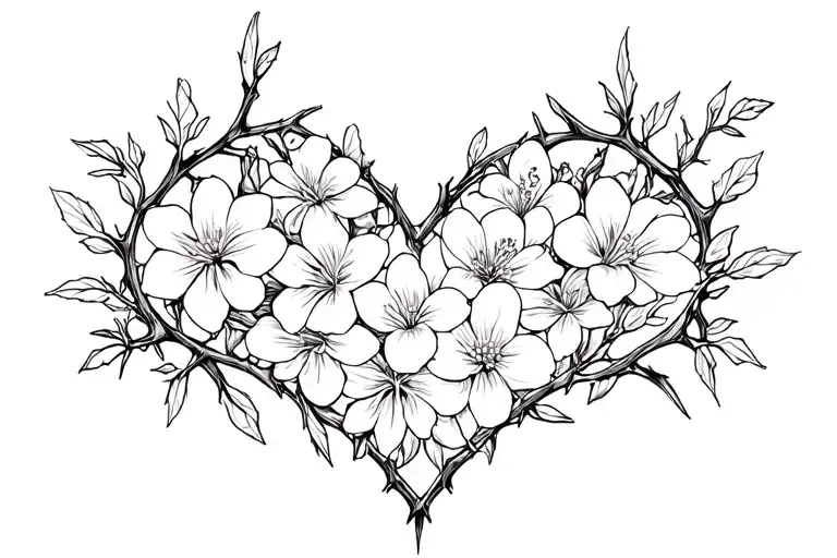 Heart Made Of Jasmine Flowers And Thorns