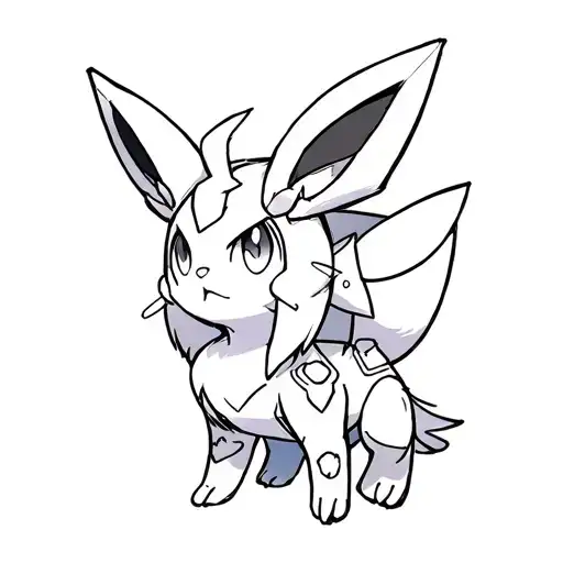 The Pokemom Sylveon In Cyber Sigilism Style