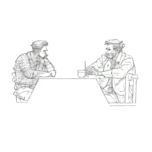 Two Men Sitting At A Table