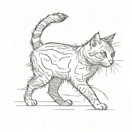 Cat Walking Gray And White