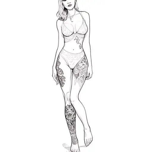 A Woman With A Tattoo On Her Leg
