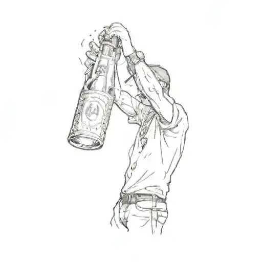 A Man Holding A Beer Bottle