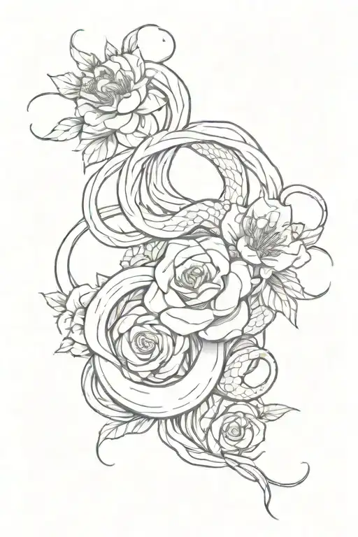 A Tattoo Featuring A Hand Intertwined With A Flower And A Snake