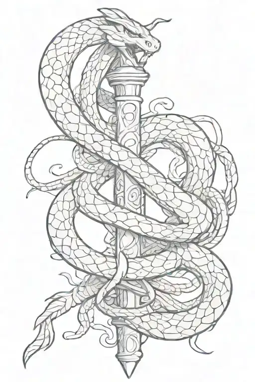 Dagger And Snake Intertwined