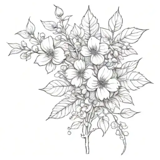 Flowers And Branches Of Plants