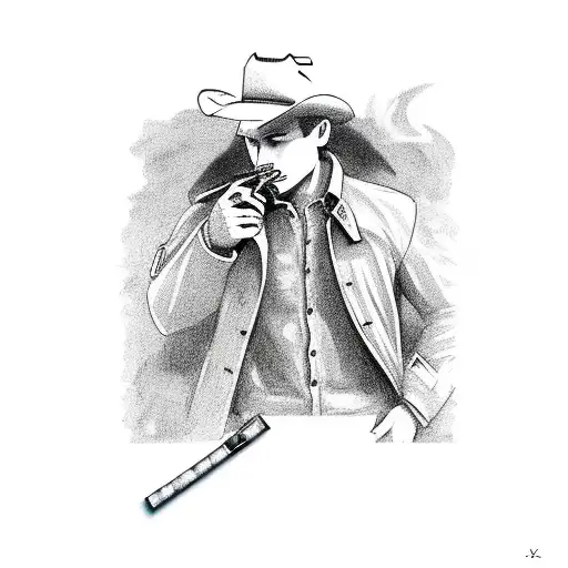 Trench Coat Cowboy With Cigarette