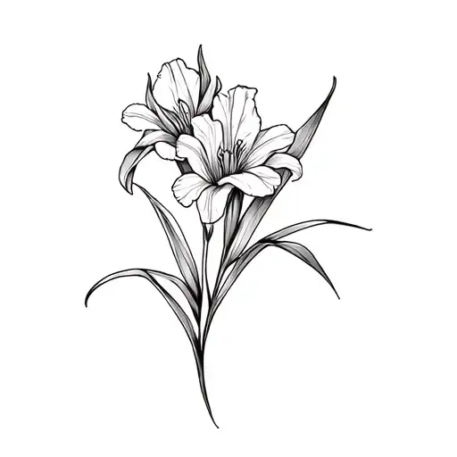 Gladiolus And Iris Flower Intertwined