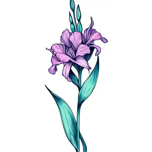 Gladiolus Strand And Iris Flower Intertwined