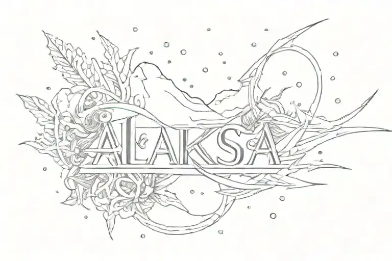 The Word Alaksa With Snow Falling On It