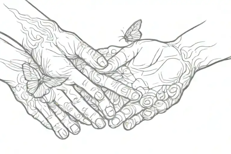 Womans Hand Reaching For Two Children Hands Holding Each