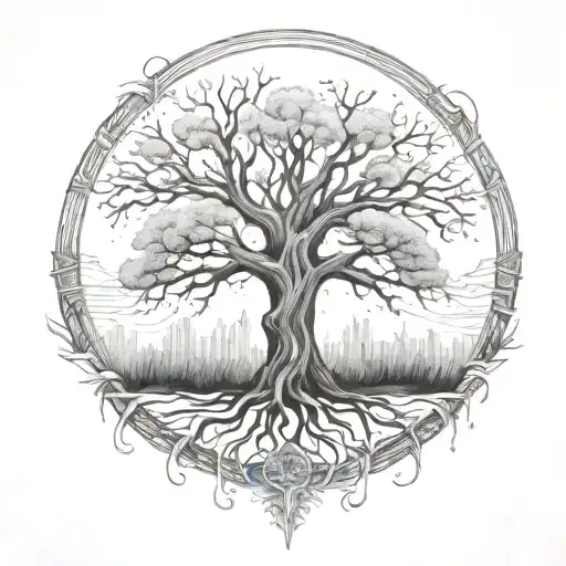 Tree Of Life Tattoo With The Name 'Yannick'