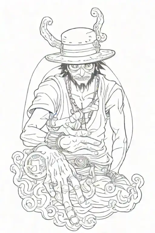 Rosinante One Piece Doing A Purple Circle On His Hand