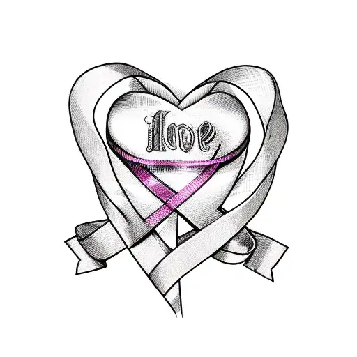 A Heart-shaped Ribbon With The Words 'Hope' And 'Breast Cancer Awareness' Intertwined