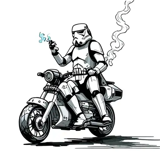 Storm Trooper Smoking A Joint Riding A Speeder Bike