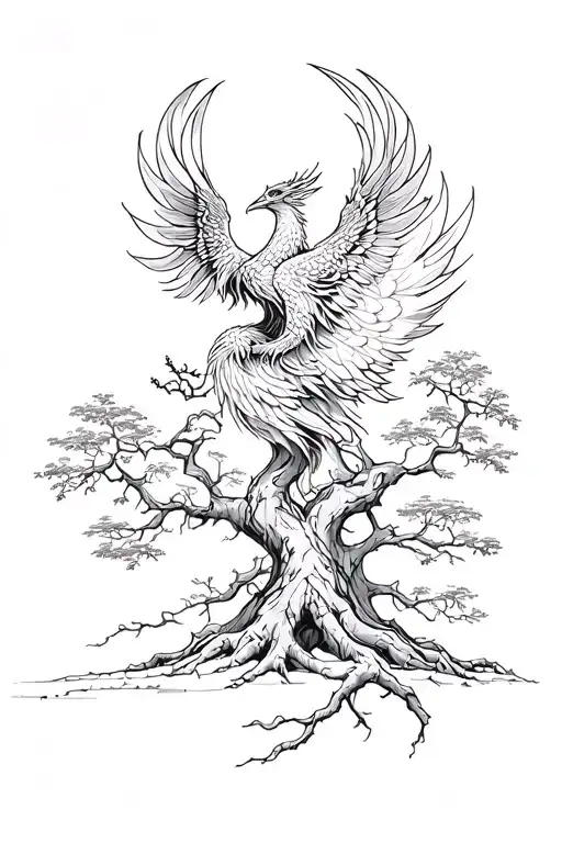 Banyan Tree With Phoenix Rising From Addiction