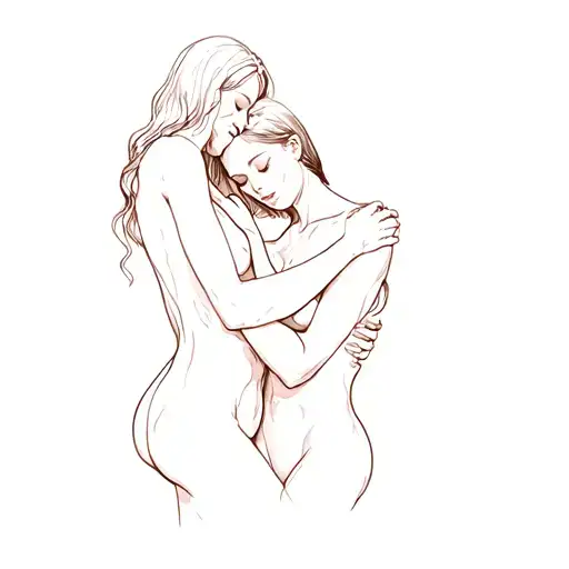 Sketch Of Intertwined Bodies In A Sensual Pose