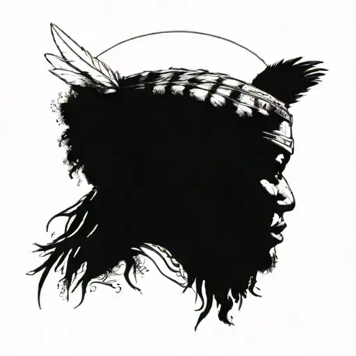African Warrior With Native American Headress