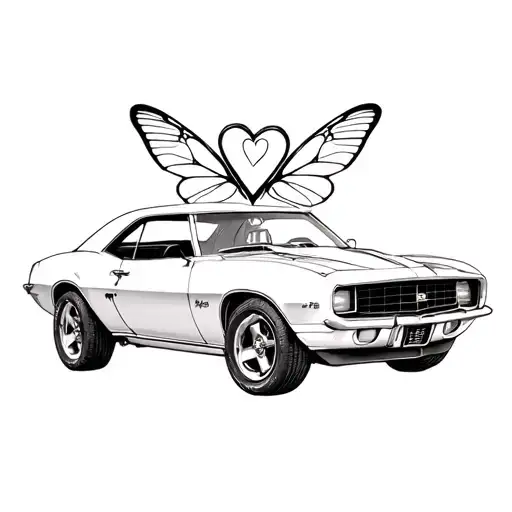 Small 1969 Camaro With Butter Fly With A Heart Shaped Lock