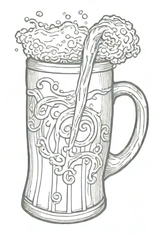 Wood Mug Of Beer Pouring