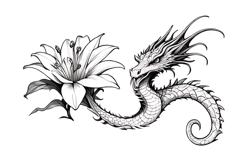 Dragon And Lily Flower