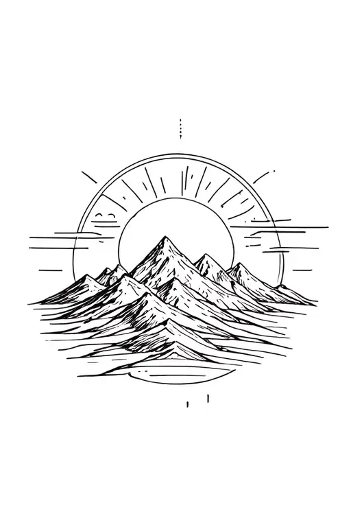 Mountains And Whispy Sun