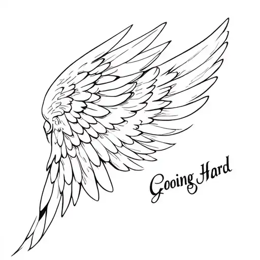 One Angel Wing With Written Going Hard