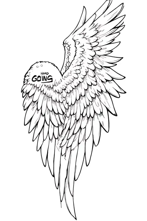 Angel Wings With Written In Vertical 'Going Hard'