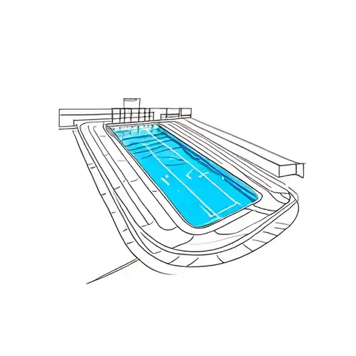 A Minimalist Design Of A Running Track And Swimming Pool Intertwined