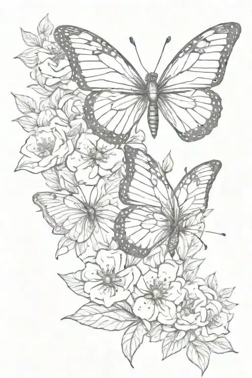 Butterfly And Flowers