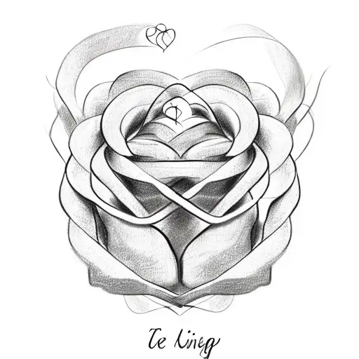 A Sketch-style Design Of Intertwined Roses And A Heart With The Word 'Love' In Memory Of Jacques