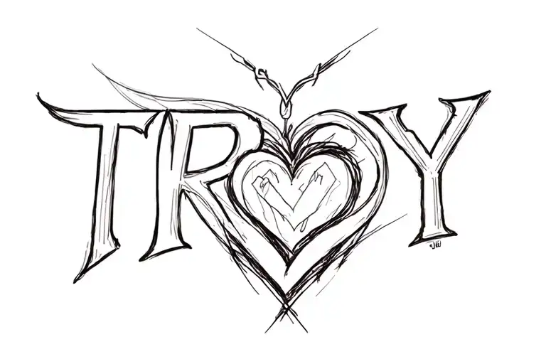 The Name Troy With A Heart On The Y