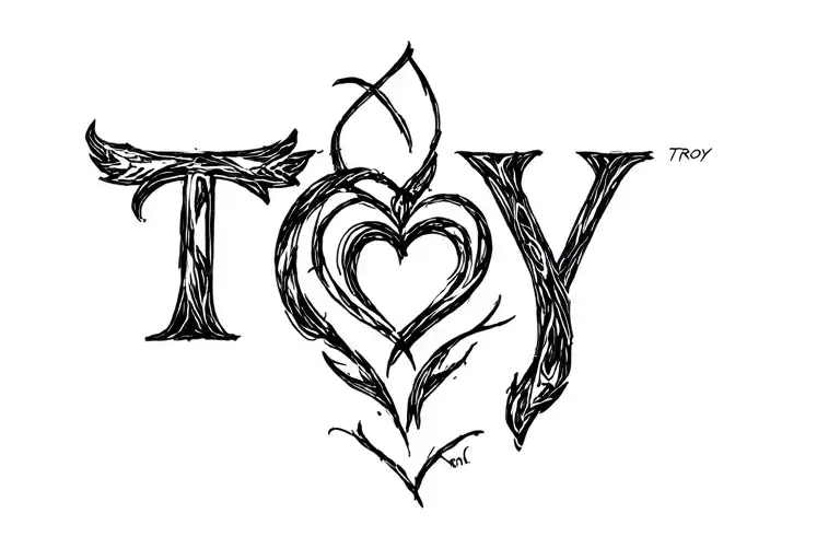 The Name Troy With A Heart On The Y
