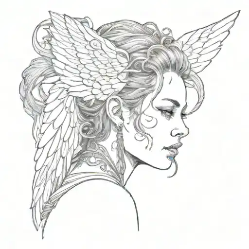 A Woman With Wings Horns
