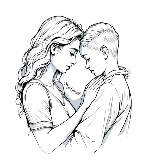 Showing Love Of A Mother To Her Son Tattoo Design