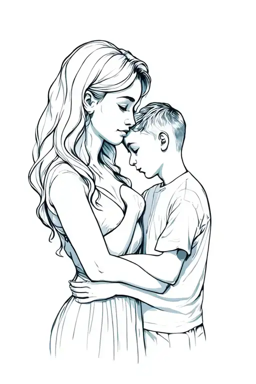 Showing Love Of A Mother To Her Son Tattoo Design