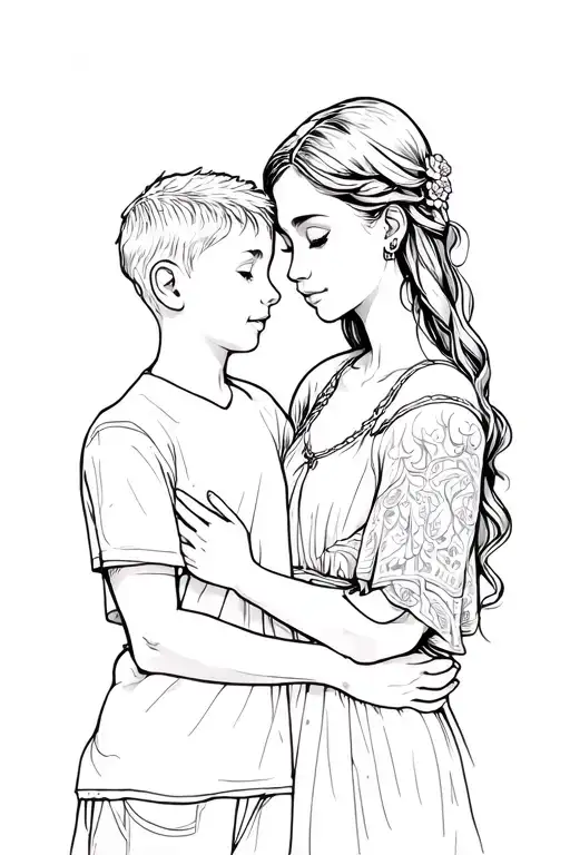 Showing Love Of A Mother To Her Son Tattoo Design Representing