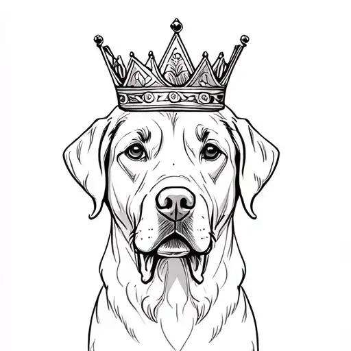 Black Lab Face Wearing A Crown