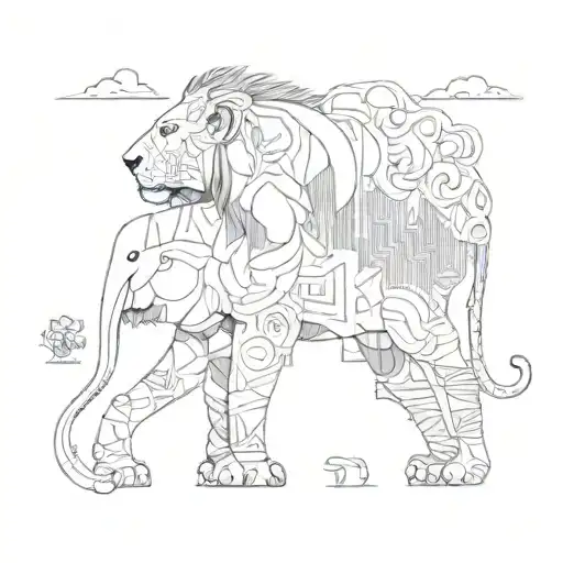 Lion And Elephant With Names Wrapped