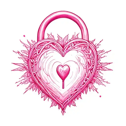 Womb Tattoo Pink Heart Shaped Lock