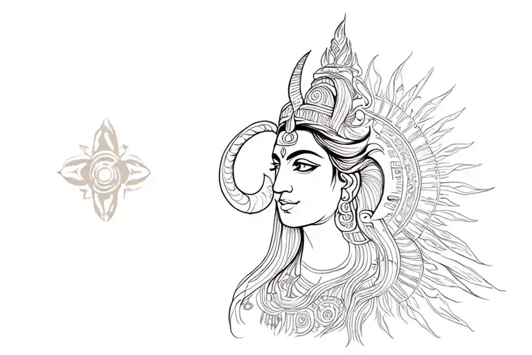 Shiva With Aries Zodiac Symbols
