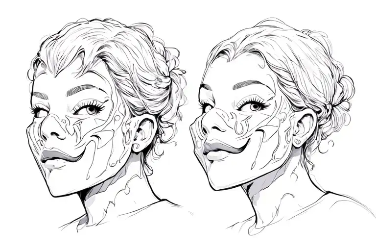 Two Masks One Reprsenting Gang Life And Pain And One Reprsenting An Upstanding Life With Joy