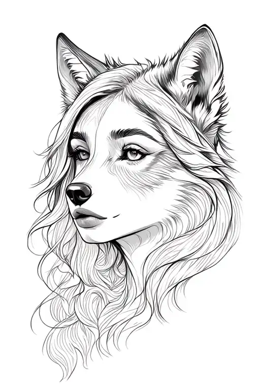 Woman Face Morphing To Wolf