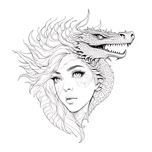 Woman Face Morphing Into A Dragon