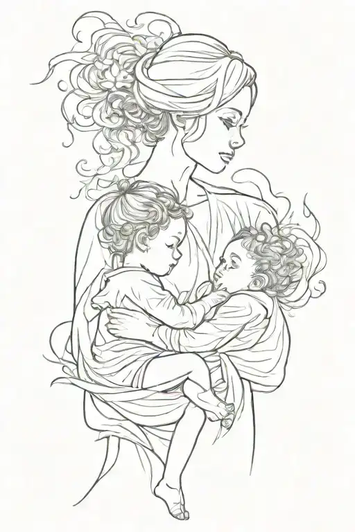 Women Healing A Child Silhouette