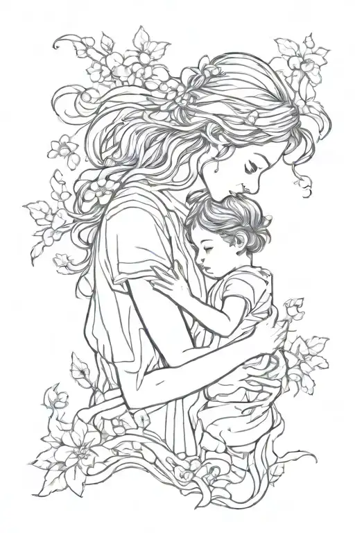 18 Years Old Girl Healing A Child Silhouette