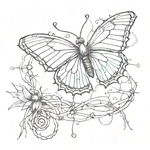 Butterfly And Barbed Wire Wrapped