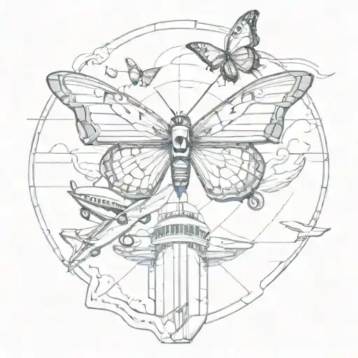 Butterfly And Airplane With Exit Sign